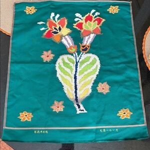 Chinese Pillow Cover Floral Embroidered Unfinished 20 x 22.75 inches